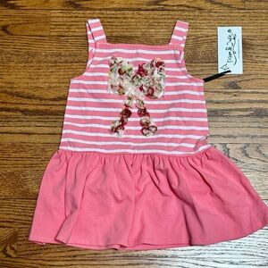 Toddler Girl Dress~Pippa & Julie Sleeveless, Stripes & Floral Bow Dress 3T NWT